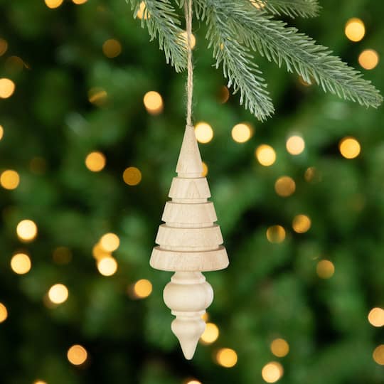 3ct. Natural Trees Wooden Christmas Ornaments